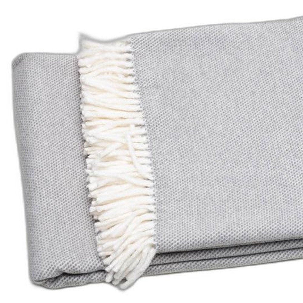 Light Gray Mini Dot Fringed Throw Blanket — view 4