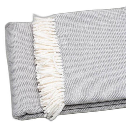 Light Gray Mini Dot Fringed Throw Blanket HomeRoots