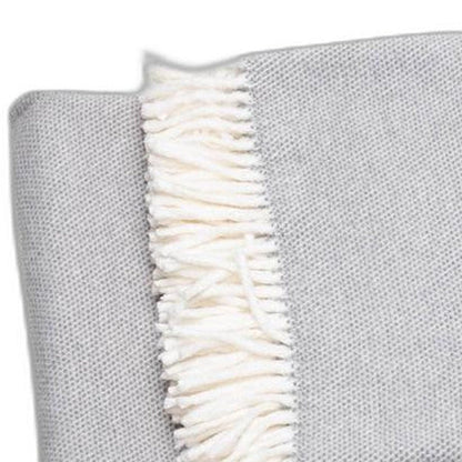 Light Gray Mini Dot Fringed Throw Blanket HomeRoots