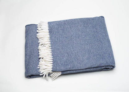 Navy Blue Mini Dot Fringed Throw Blanket HomeRoots