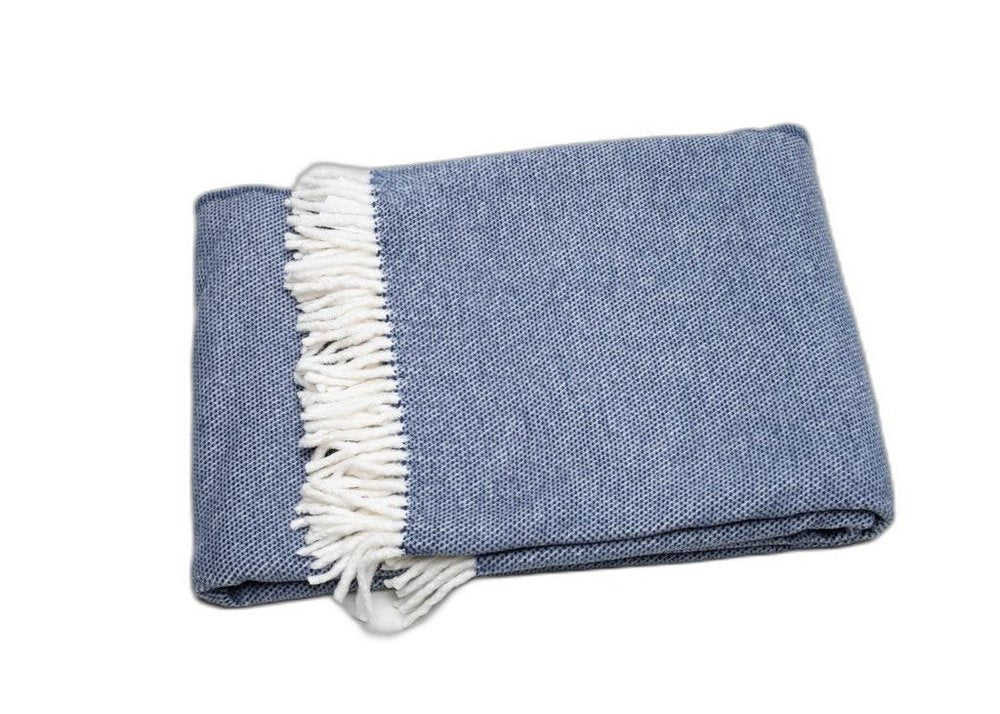 Navy Blue Mini Dot Fringed Throw Blanket HomeRoots