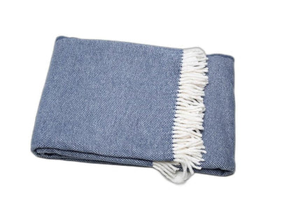Navy Blue Mini Dot Fringed Throw Blanket HomeRoots