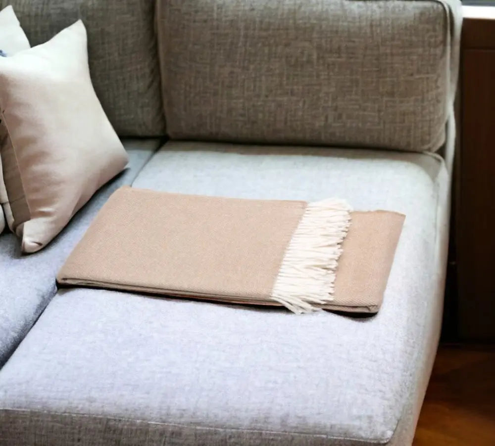 Stone Mini Dot Fringed Throw Blanket HomeRoots