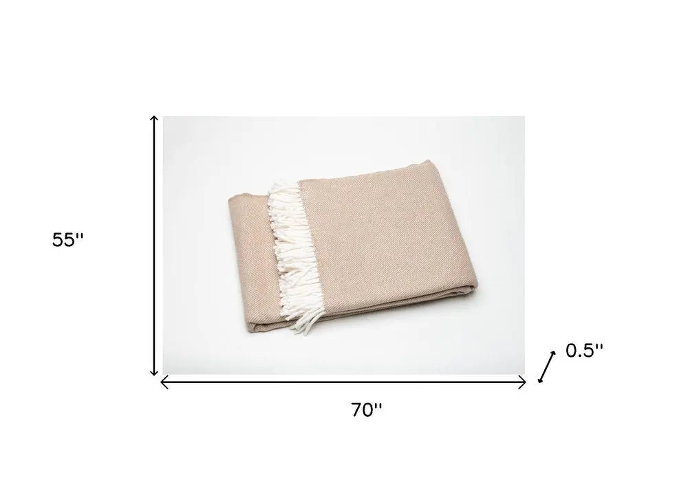 Stone Mini Dot Fringed Throw Blanket HomeRoots