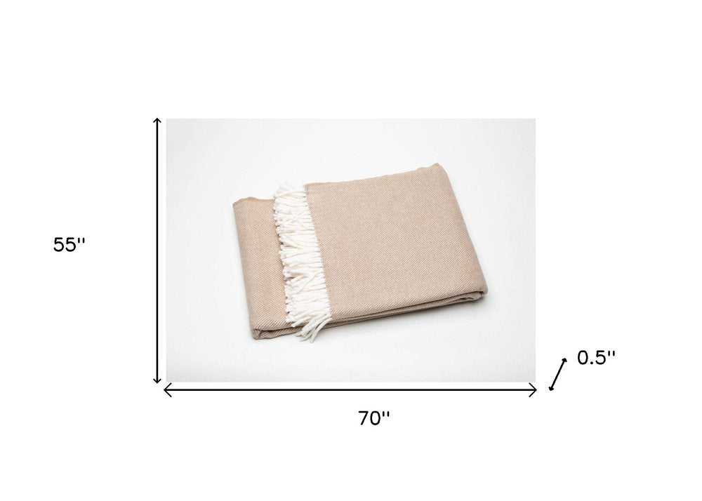 Stone Mini Dot Fringed Throw Blanket HomeRoots