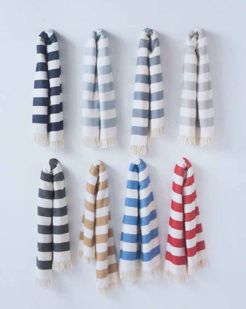 Cream and Stone Slanted Stripe Fringed Throw Blanket HomeRoots