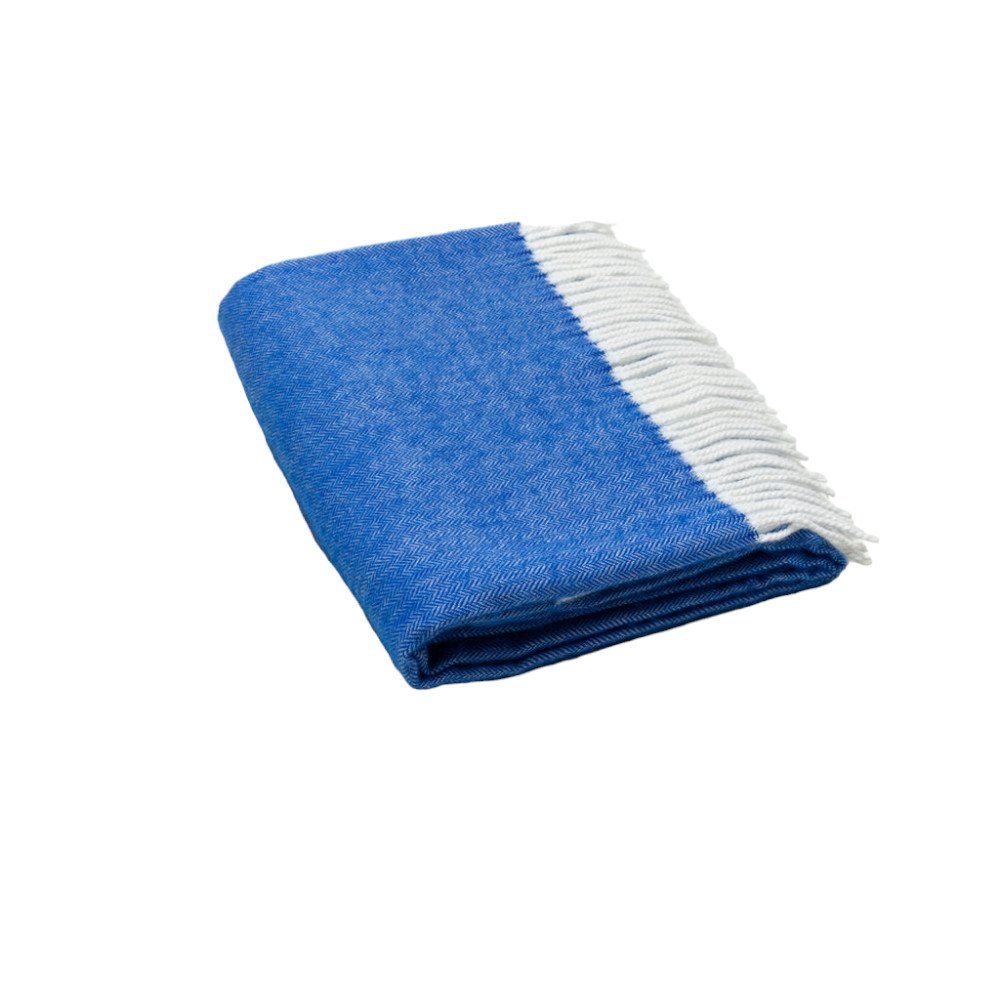 50" X 60" Royal Blue And White Woven Herringbone Plush Throw Blanket HomeRoots