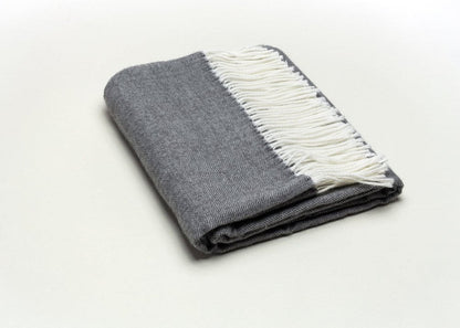 Dark Gray Soft Acrylic Herringbone Throw Blanket HomeRoots