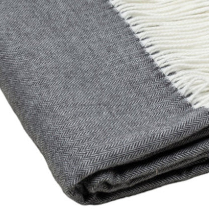 Dark Gray Soft Acrylic Herringbone Throw Blanket HomeRoots