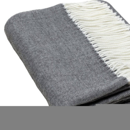 Dark Gray Soft Acrylic Herringbone Throw Blanket HomeRoots