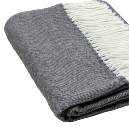 Dark Gray Soft Acrylic Herringbone Throw Blanket HomeRoots