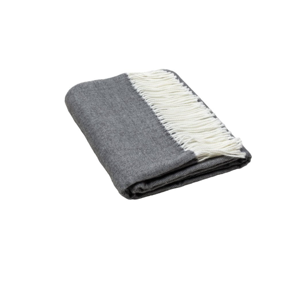 Dark Gray Soft Acrylic Herringbone Throw Blanket HomeRoots