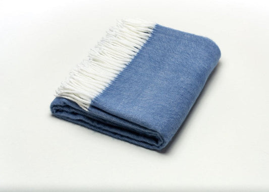 50" X 60" Denim Blue Woven Herringbone Plush Throw Blanket HomeRoots