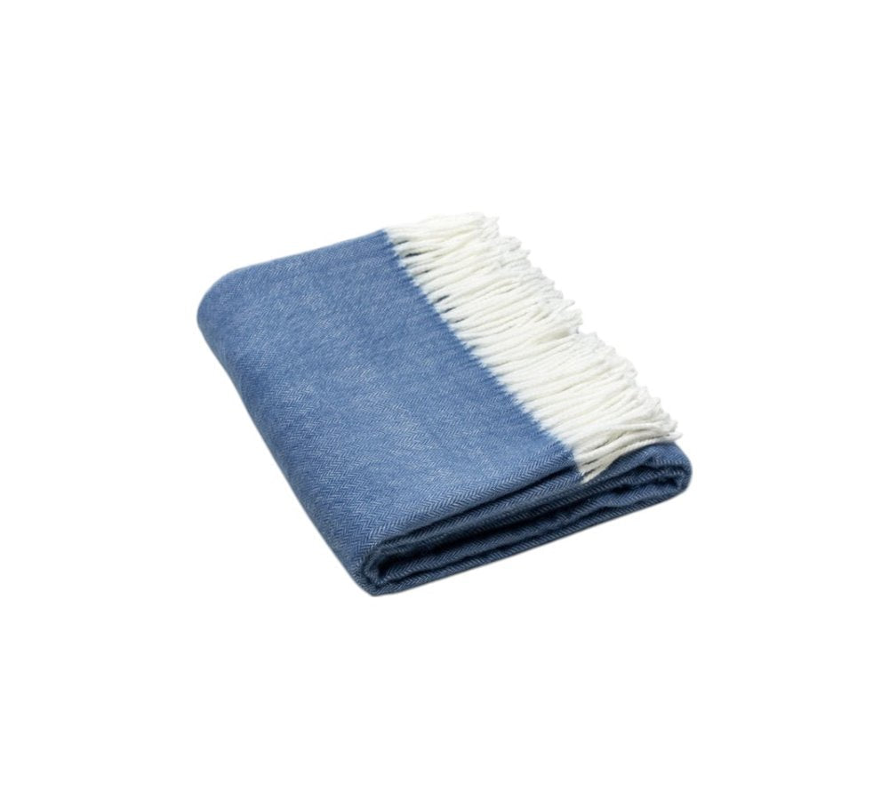 50" X 60" Denim Blue Woven Herringbone Plush Throw Blanket HomeRoots