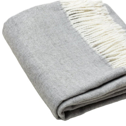 60" X 50" Light Gray Herringbone Plush Throw Blanket HomeRoots