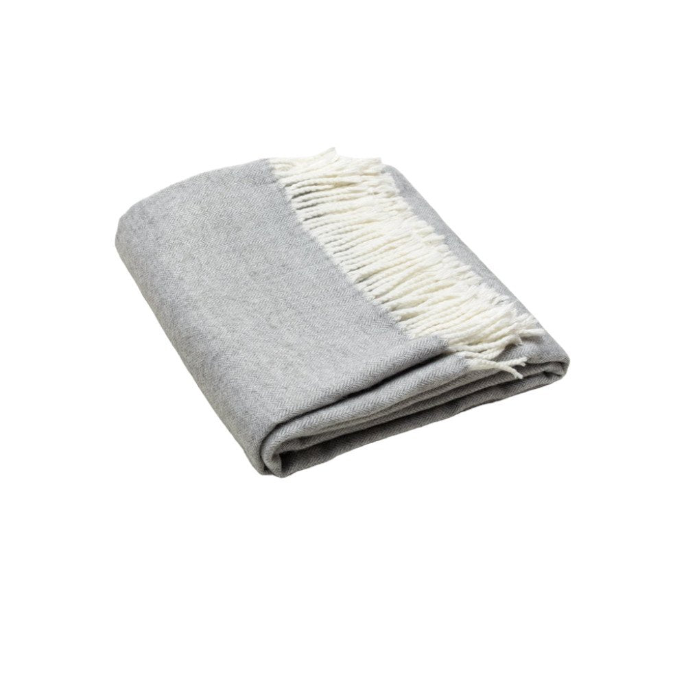 60" X 50" Light Gray Herringbone Plush Throw Blanket HomeRoots