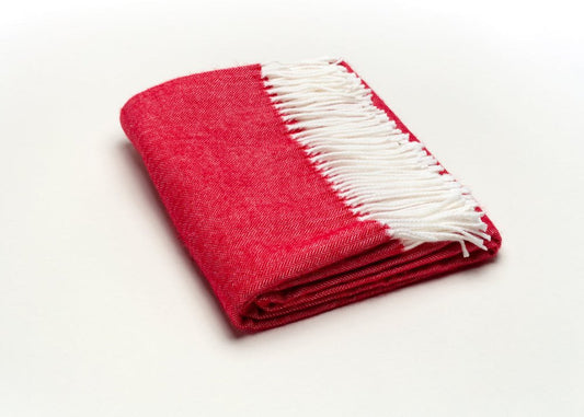 50" X 60" Red And White Woven Herringbone Plush Throw Blanket HomeRoots