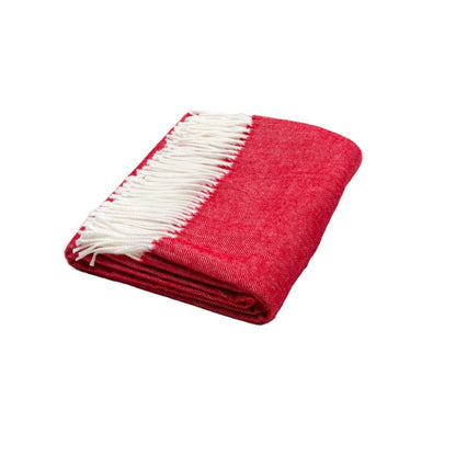 50" X 60" Red And White Woven Herringbone Plush Throw Blanket HomeRoots