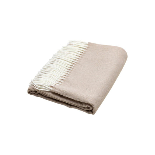 50" X 60" Light Brown Woven Herringbone Plush Throw Blanket with Tassels HomeRoots