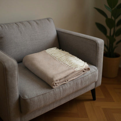 50" X 60" Light Brown Woven Herringbone Plush Throw Blanket with Tassels HomeRoots