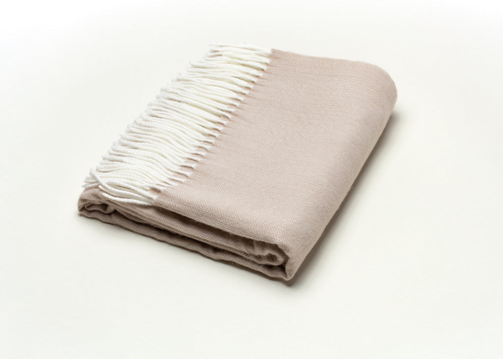 Sand Brown Soft Acrylic Herringbone Throw Blanket