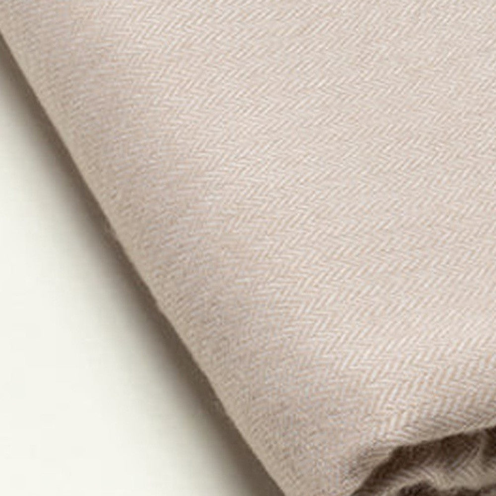 Sand Brown Soft Acrylic Herringbone Throw Blanket