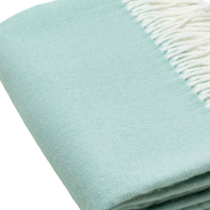 Green Woven Acrylic Herringbone Plush Reversable Throw