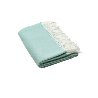 Green Woven Acrylic Herringbone Plush Reversable Throw HomeRoots
