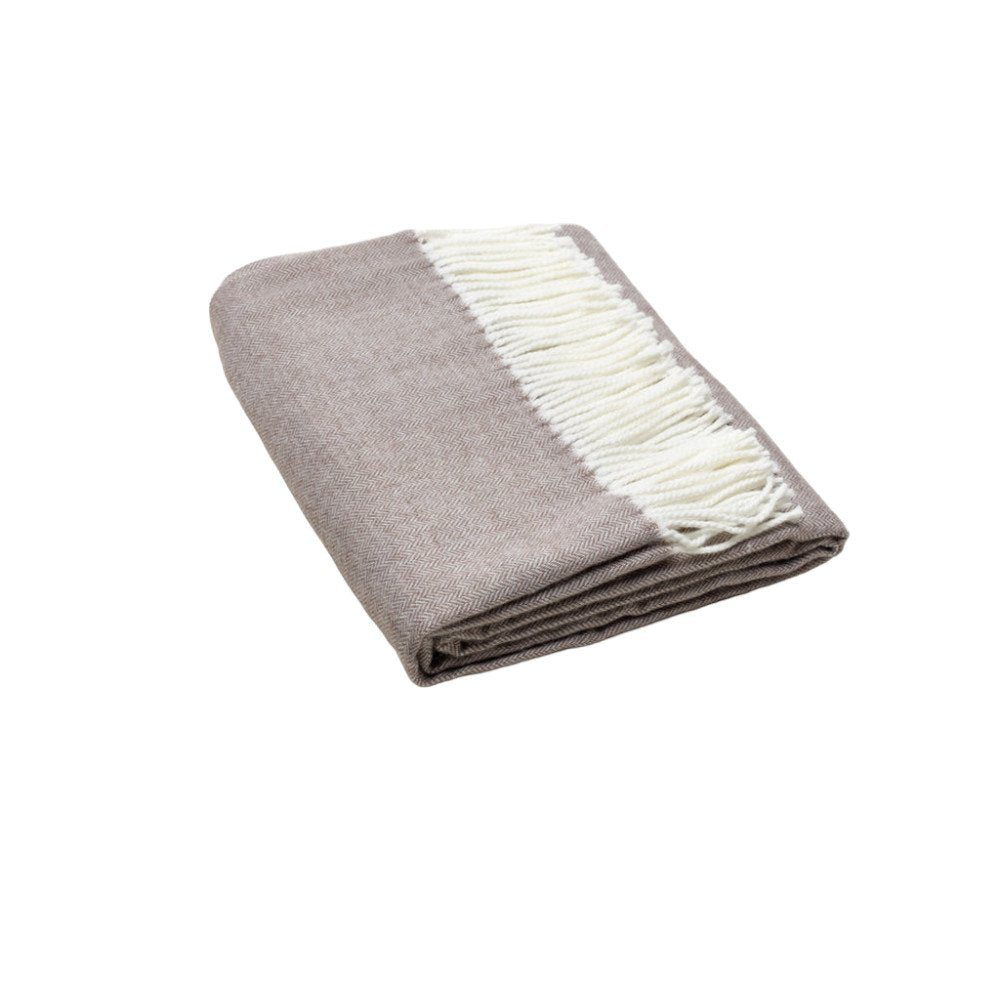 50" X 60" Taupe Woven Herringbone Plush Throw Blanket HomeRoots