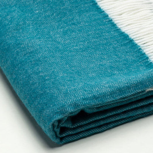 Dark Teal Soft Acrylic Herringbone Throw Blanket HomeRoots
