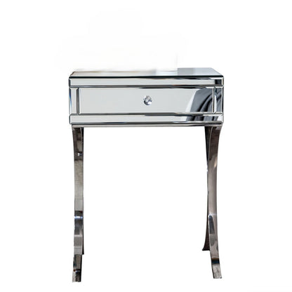 Mirrored Silver Finish Nightstand Drawer