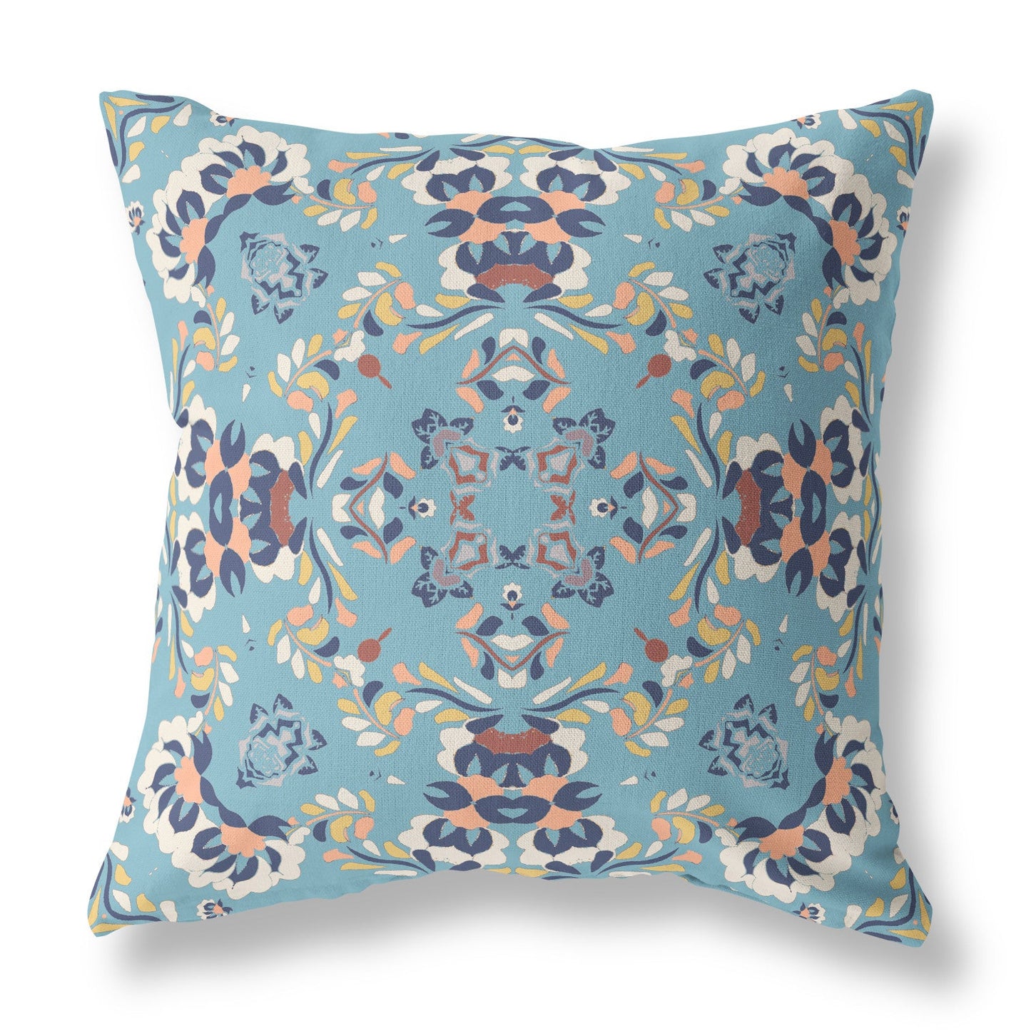 16" X 16" Gray And Blue Zippered Suede Geometric Throw Pillow FurniFindUSA