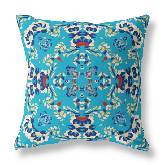 16" X 16" Blue Zippered Suede Geometric Throw Pillow FurniFindUSA