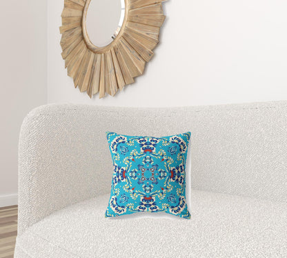 16" X 16" Blue Zippered Suede Geometric Throw Pillow FurniFindUSA