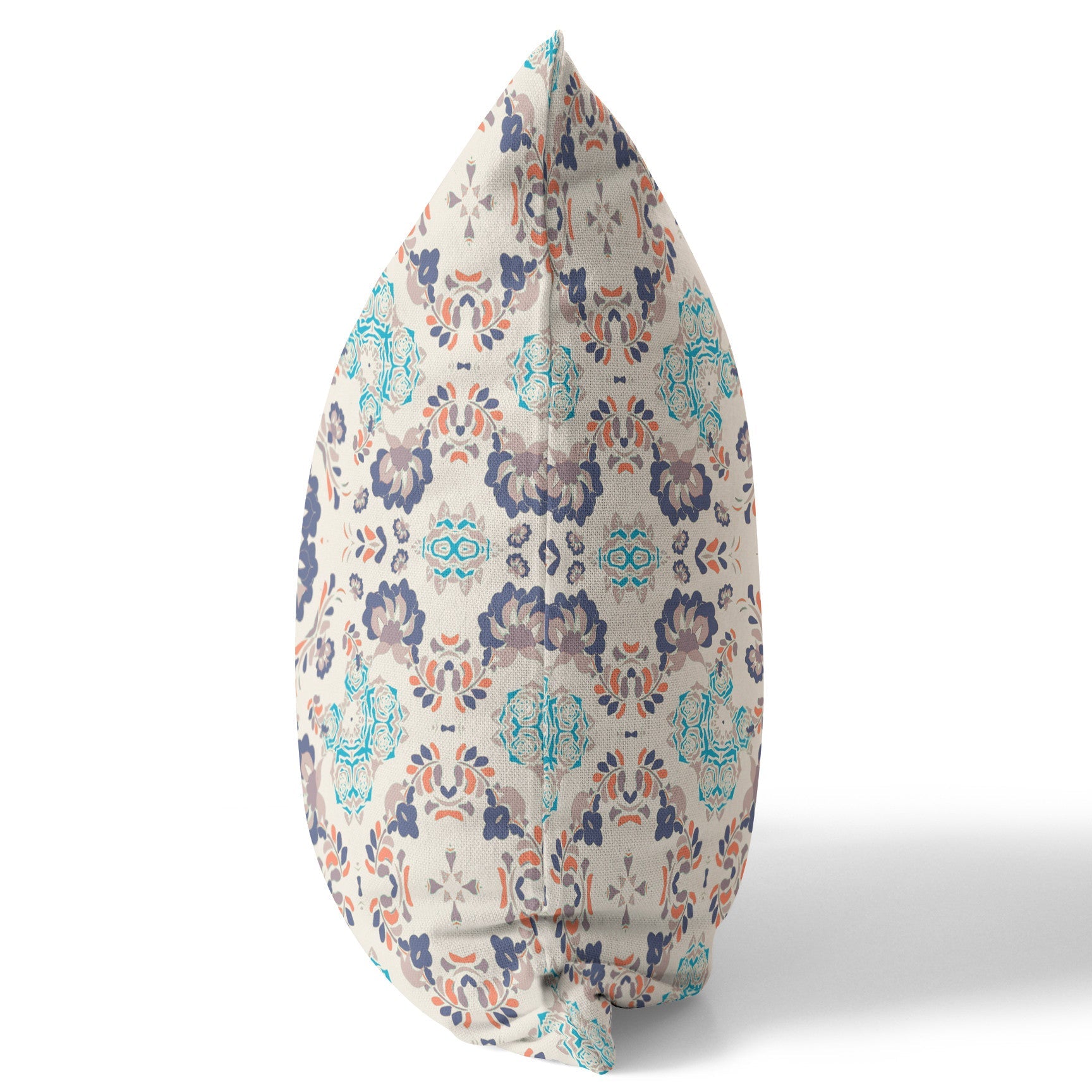 16" X 16" Off White And Blue Zippered Suede Geometric Throw Pillow FurniFindUSA