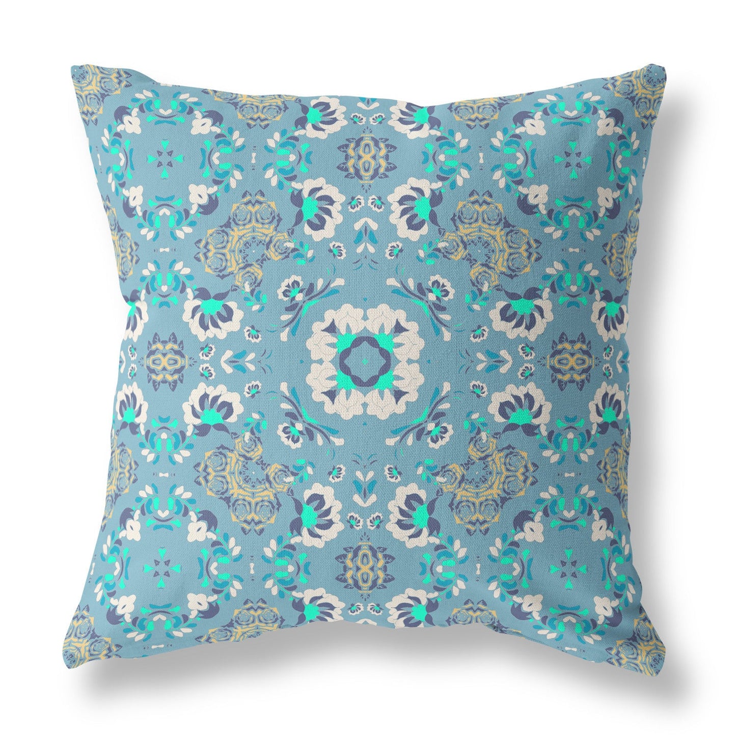 16" X 16" Light Blue Zippered Suede Geometric Throw Pillow FurniFindUSA