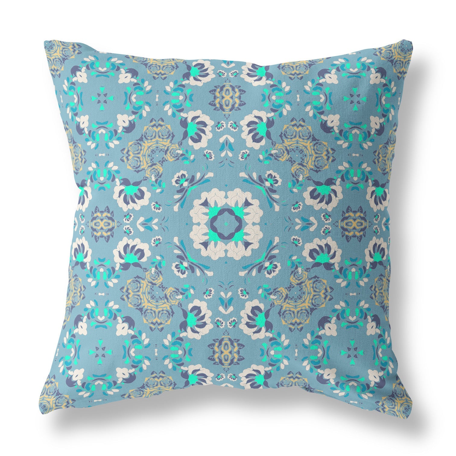 16" X 16" Light Blue Zippered Suede Geometric Throw Pillow FurniFindUSA