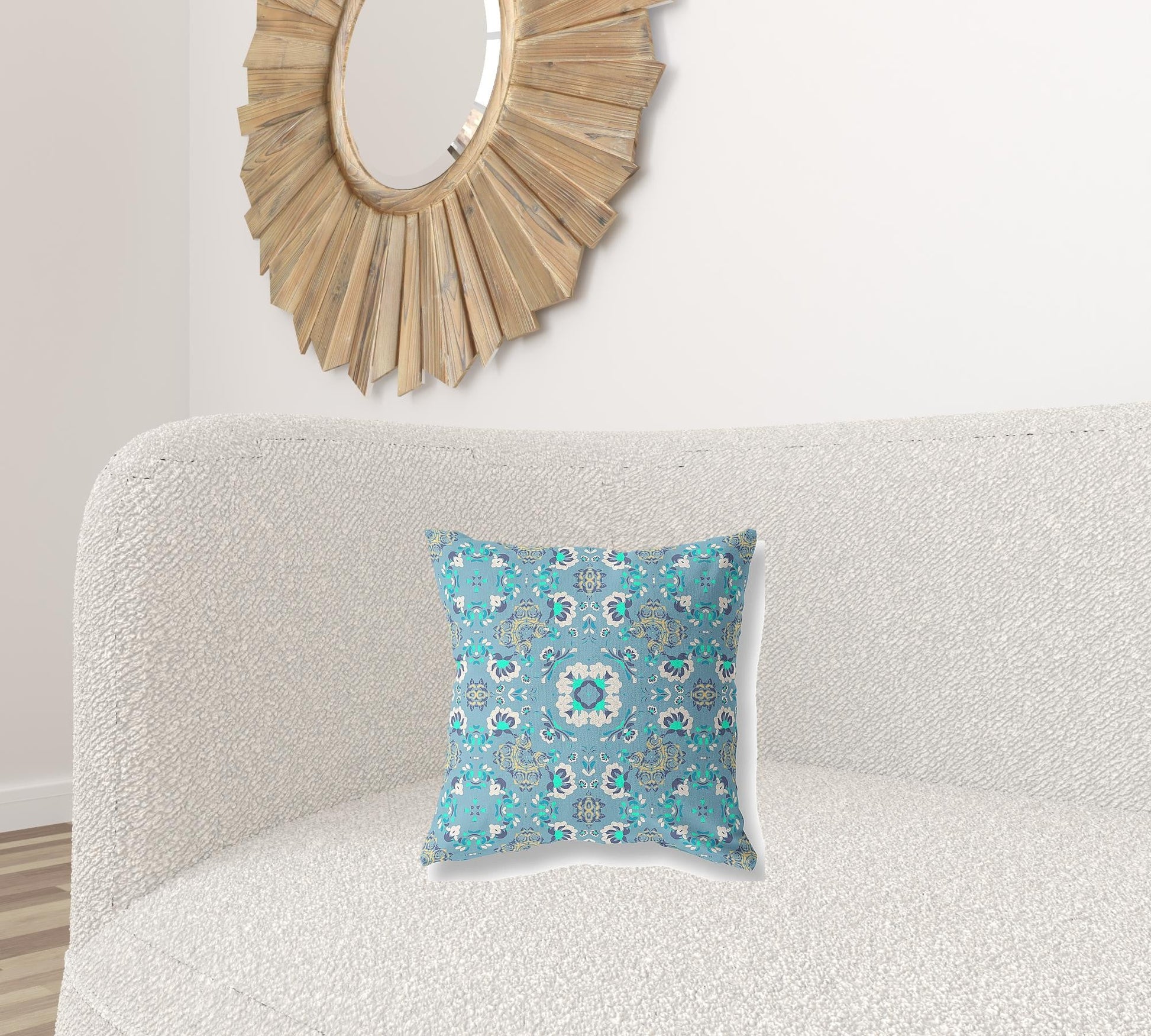 16" X 16" Light Blue Zippered Suede Geometric Throw Pillow FurniFindUSA