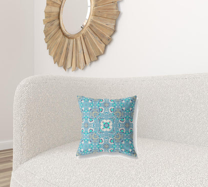 16" X 16" Light Blue Zippered Suede Geometric Throw Pillow FurniFindUSA