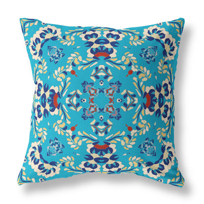 20" X 20" Blue Blown Seam Suede Geometric Throw Pillow FurniFindUSA