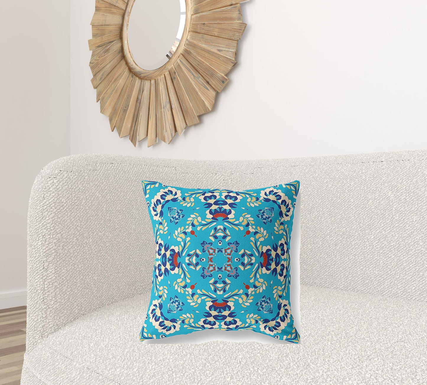 20" X 20" Blue Blown Seam Suede Geometric Throw Pillow FurniFindUSA