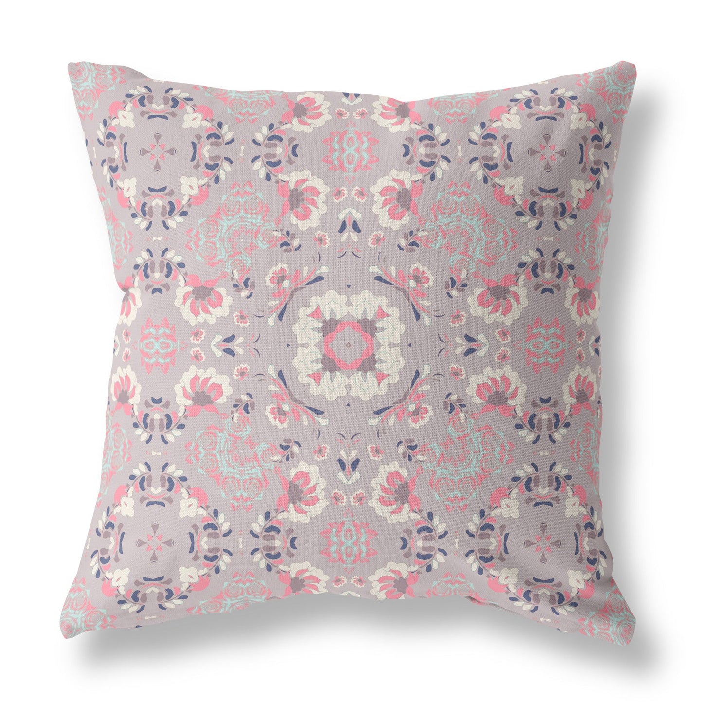 20" X 20" Muted Pink Floral Blown Seam Suede Throw Pillow FurniFindUSA