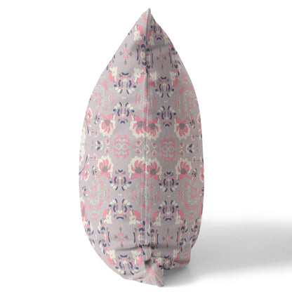 20" X 20" Muted Pink Floral Blown Seam Suede Throw Pillow FurniFindUSA
