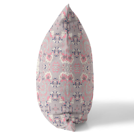20" X 20" Muted Pink Floral Blown Seam Suede Throw Pillow FurniFindUSA
