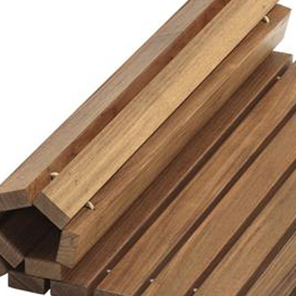 20" Brown Teak Wood Rolling Square Bath Mat HomeRoots