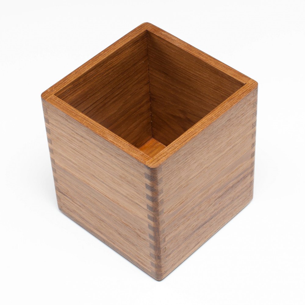Traditional Solid Teak Square Tissue Box Cover — view 2