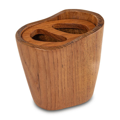 Natural Brown Solid Teak Oval Toothbrush Holder HomeRoots