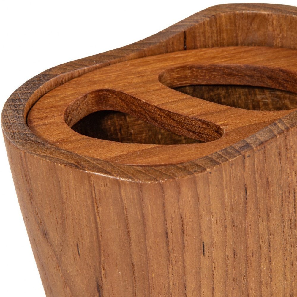 Natural Brown Solid Teak Oval Toothbrush Holder — view 5