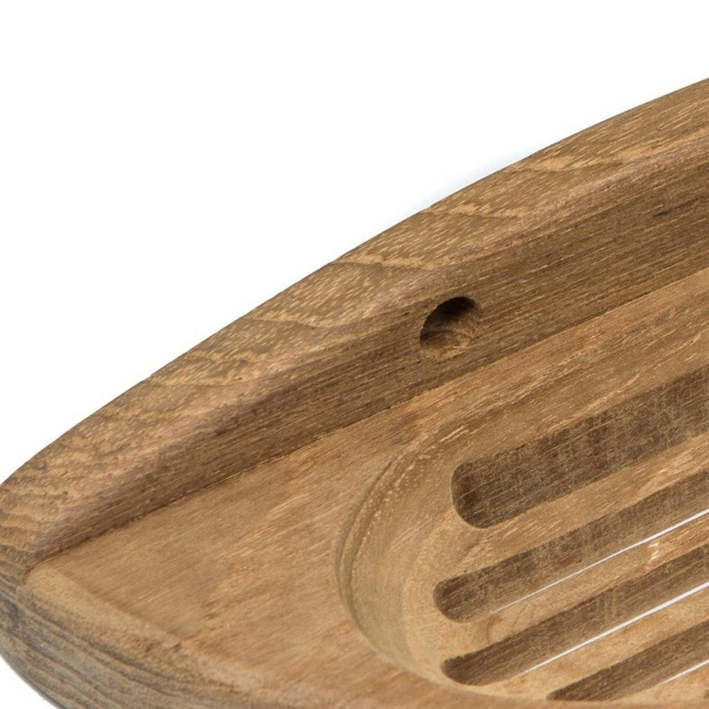 Traditional Solid Teak Wall Mount Oval Soap Dish — view 5