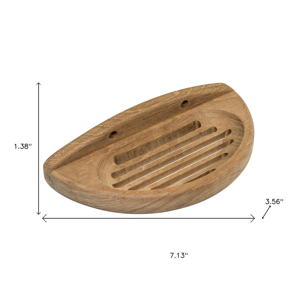Traditional Solid Teak Wall Mount Oval Soap Dish — view 6